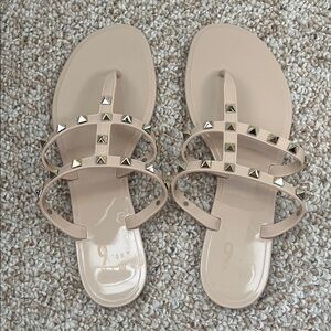 Mix No. 6 Women's Light Pink / Nude Gold Studded Sandals - Size 9